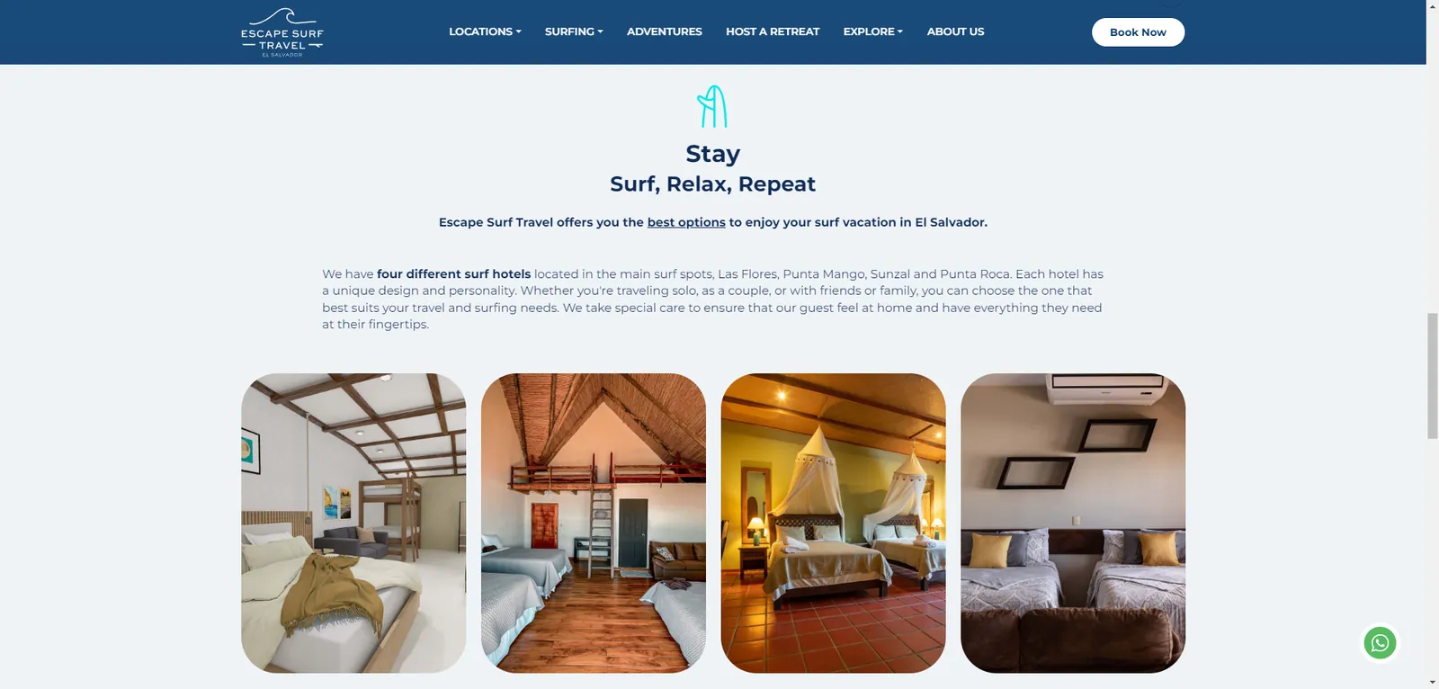 Escape Surf Travel: cuatro interiores de habitaciones de sus hoteles de surf