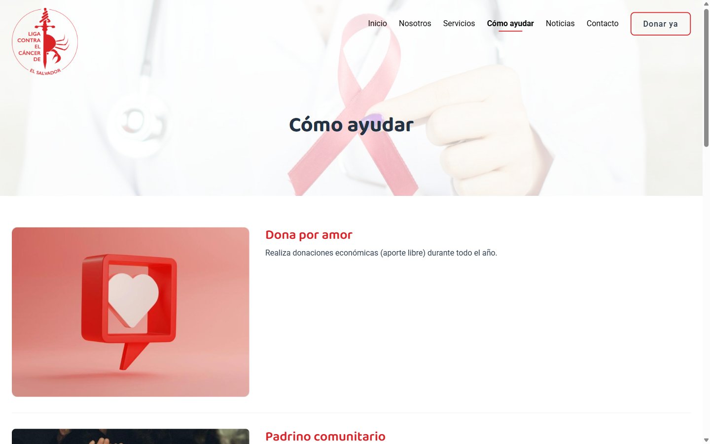 La Liga Contra el Cáncer: la página Cómo ayudar