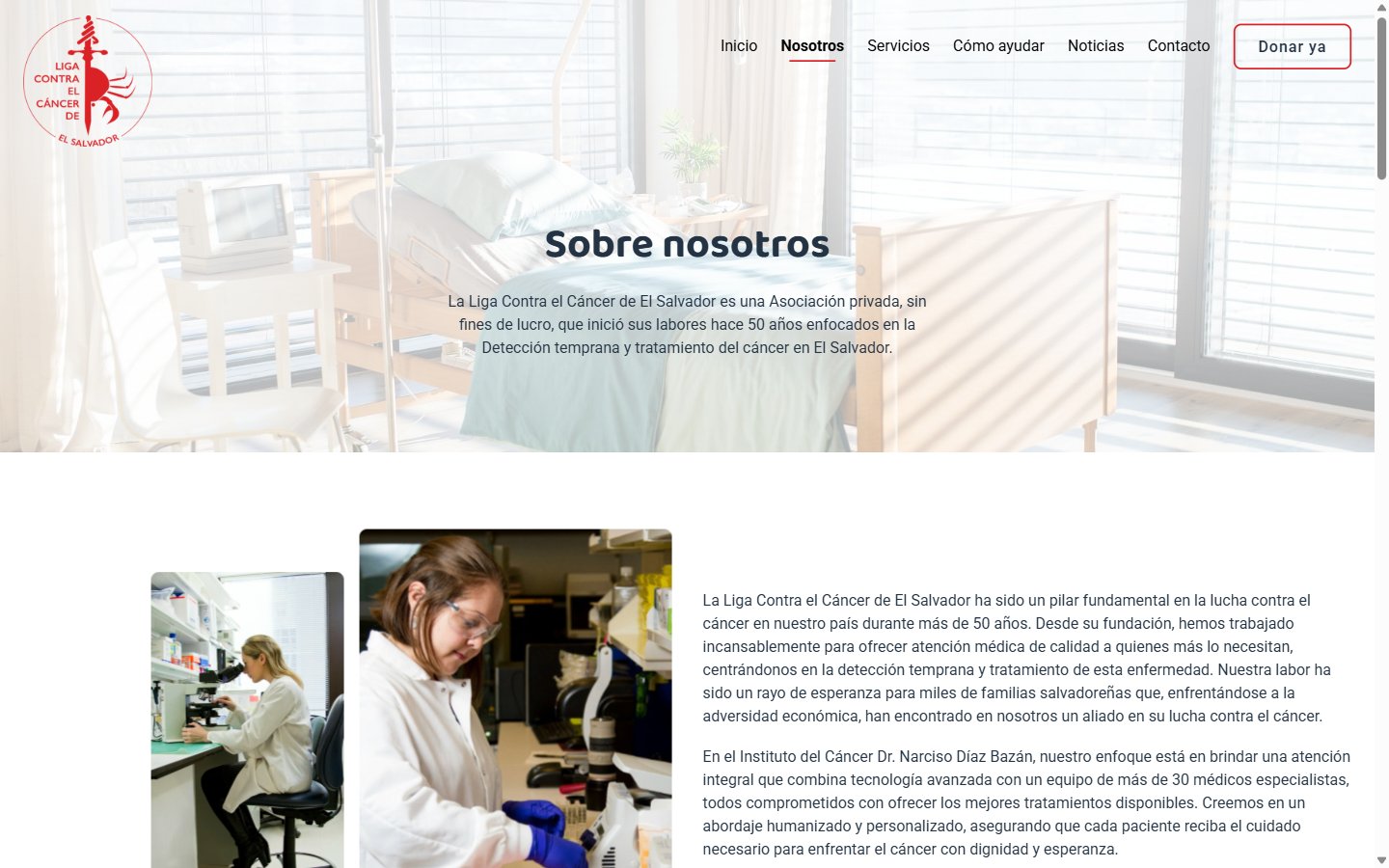 La Liga Contra el Cáncer: la página Nosotros